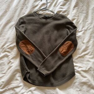 Olive Green Sweater with Elbow Pads